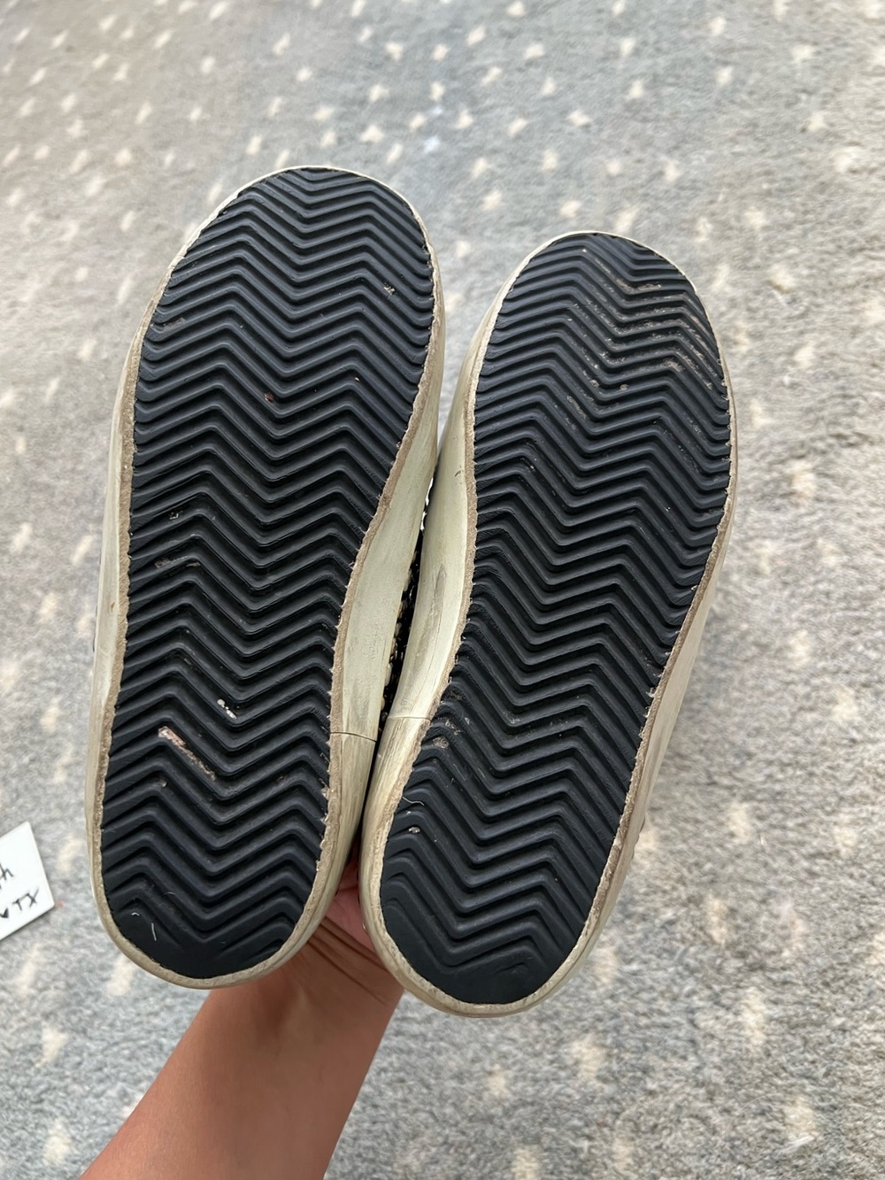 Golden Goose Black Leather Studded Sneakers with Silver Star and Gold Laces - Picture 4 of 5
